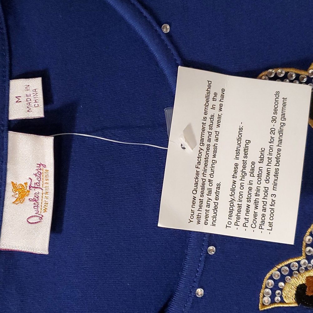 Blue Knit Top with Embellished Leopard Print Butterfly Appliques - Picture 2 of 4